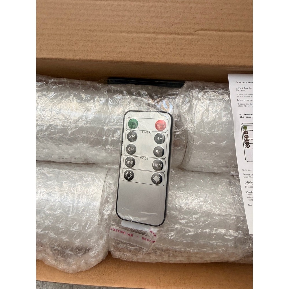 Flameless LED Candles Set of 5 White Plastic Battery Remote Timer - Picture 5 of 5